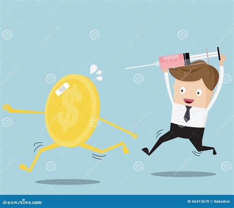 Businessman Running For Injection Coin Stock Vector Illustration Of Conceptual Medical