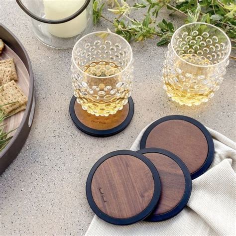 Set Of 4 Acacia Wood Round Coasters By Final Touch Linen Chest Canada