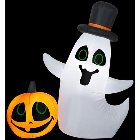 Gemmy 35 Ft H Ghost With Pumpkin Sm Scene Halloween Inflatable G