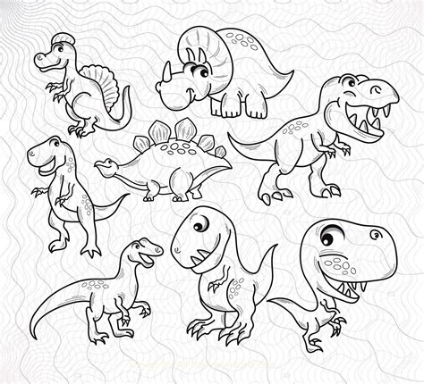 Dinosaur Outline SVG Bundle Dinosaur Clipart Cut Files For | Etsy