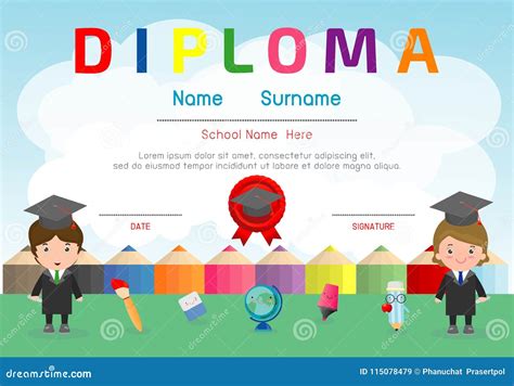 Certificate Kids Diploma Kindergarten Template Layout Space Background