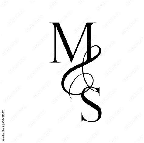 Sm Ms Monogram Logo Calligraphic Signature Icon Wedding Logo