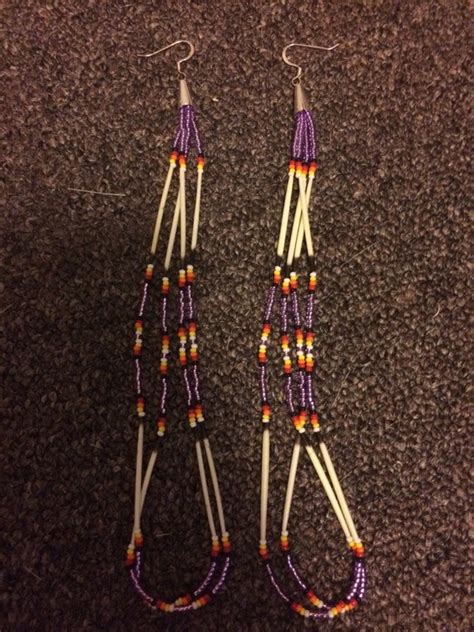 Native American Purple Beaded Earrings Extra By Sarahsbeadwork