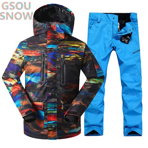 Gsou Snow Winter For Men Ski Suit Super Warm Clothing Ski Sport