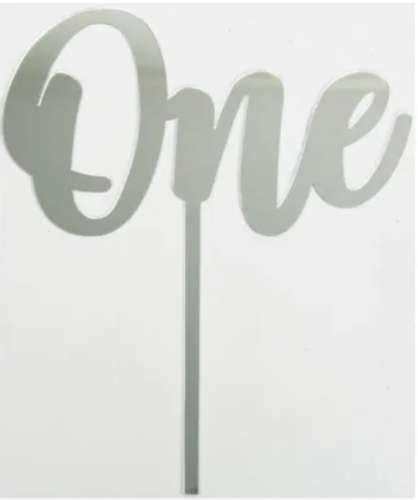 One Acrylic Cake Topper Silver P14782 830