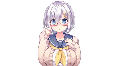 Big Boobs Glasses Kantai Collection Looking At Viewer Hamakaze Kancolle Anime Girls