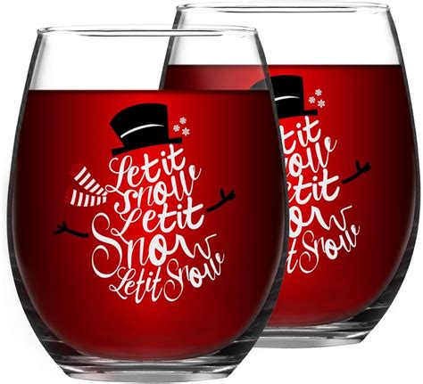 let it snow christmas wine glass 15 oz funny stemless wine glasses for women