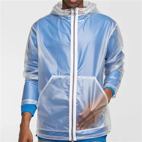 Pvc Transparent Jacket Waterproof Windproof Long Sleeve Hooded Jacket