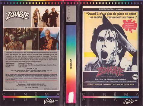 Zombie Dawn Of The Dead George Romero 1978 Canadian Vhs Cover Art