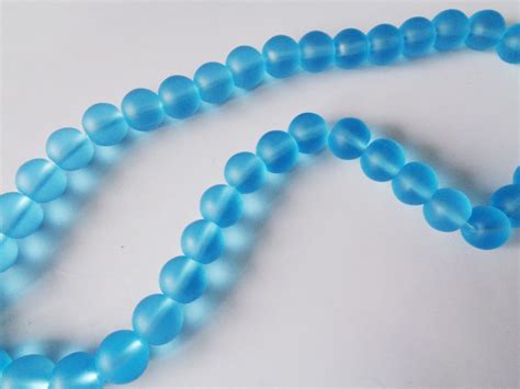 10mm Aqua Glass Frosted Round Beads Downland Crafts