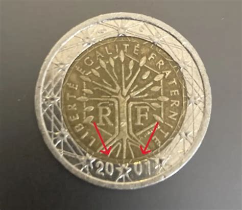 PiÈce 2 Euros 2001 France Arbre De Vie Erreur De Frappe FautÉ Rare