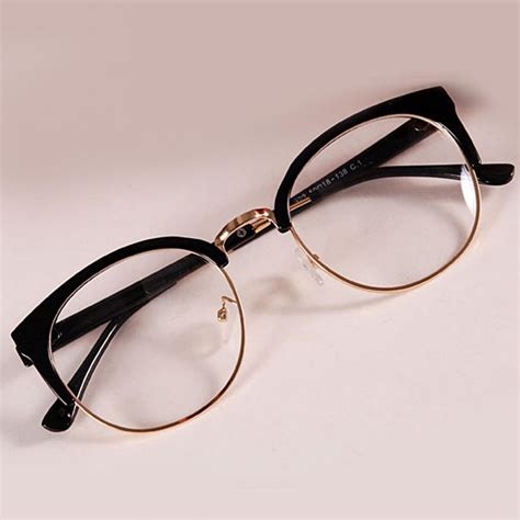 new style anti radiation goggles plain glass spectacles fashion women metal plastic semicircle