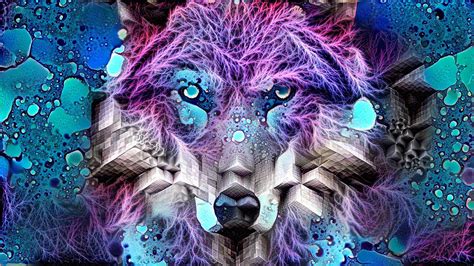 Sci Fi Psychedelic Wolf Wallpapers