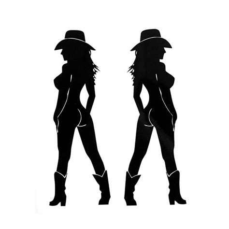 128165cm Two Sexy Cowgirl Car Stickers Funny Covering The Body Of