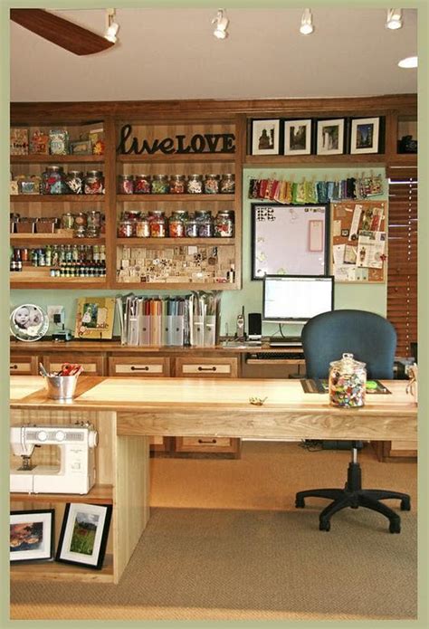 Craft rooms deserve a bold hand with color and glamour, so extend the accent shade you've chosen throughout the space onto your organization tools. Craft Room Designs - Rustic Crafts & Chic Decor