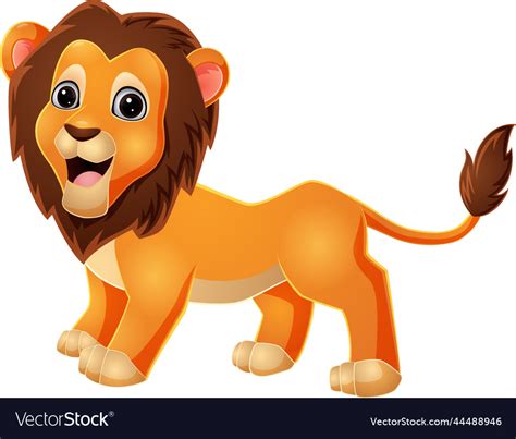 Cute Lion Cartoon On White Background Royalty Free Vector