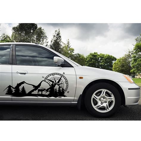 Fochutech Cool Car Stickers For Men Compass Mountain Big Car Decals