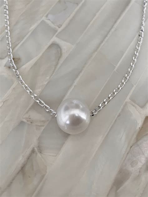 Floating Pearl Necklace Sterling Silver Kandsimpressions