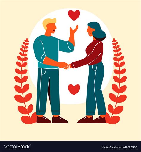 Loving Young Couple Holding Hands Royalty Free Vector Image