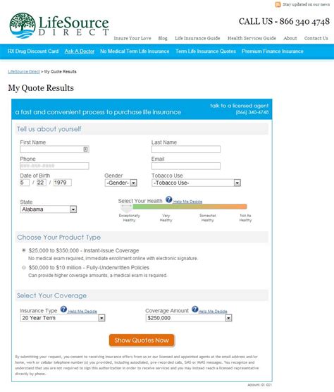 Rs 100 / monthget latest price. LifeSource Direct Announces a Simplified Quote System for No Exam Life Insurance