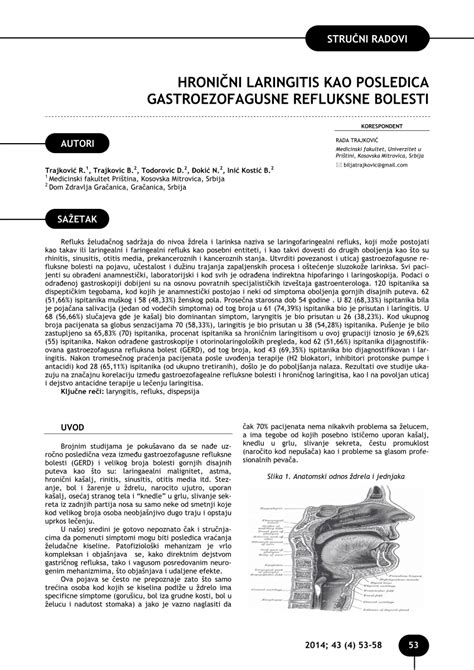 Pdf Chronic Laryngitis As A Result Of Gastro Esophageal Reflux Disease