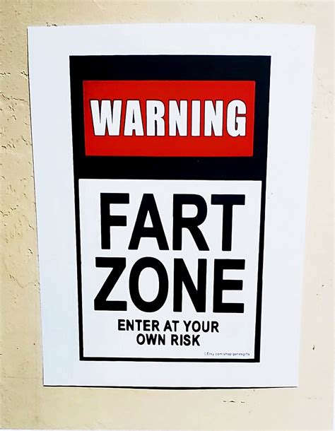 Fart Funny Bathroom Office Décor Fart Zone Sign Wall Art Etsy