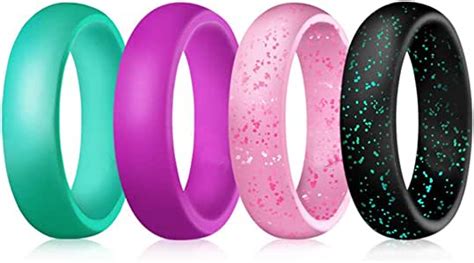 Silicone Promise Rings Rubber Engagement Bands For Women And Men 4 Pack