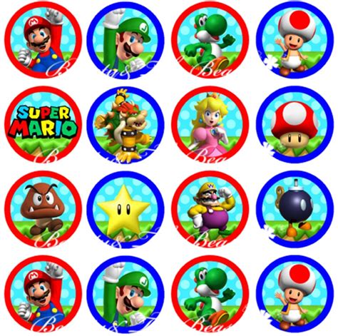 Super Mario Bros Stickers Cupcake Toppersbirthday Party Decorations