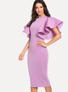 Symmetrical Flounce Shoulder Form Fitting Dress SHEIN USA