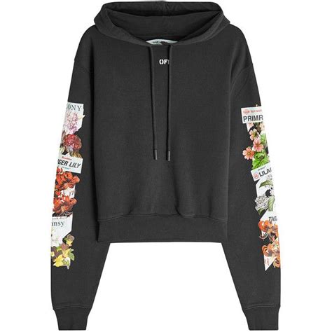 Off White Flower Shop Printed Cotton Hoody 710 Liked On Polyvore
