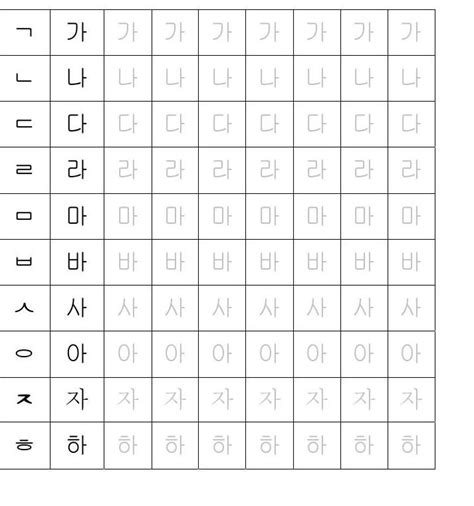 Korean Alphabet Practice Worksheet