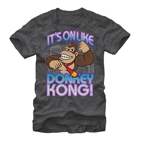 Nintendo Mens Nintendo Donkey Kong Its On T Shirt Charcoal Heather