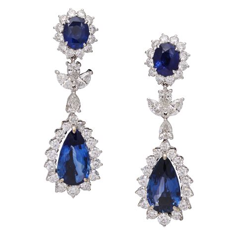 Open Blue Sapphire And Diamond Earrings For Sale At 1stdibs