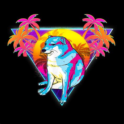 Custom Cheems Dog Funny Shiba Inu Dank Meme 80s Retro Vaporwave T Shirt