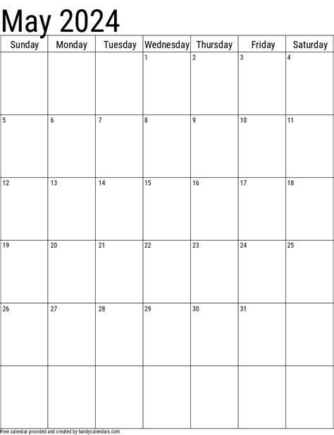 2024 Vertical Calendar Template 2024 Printable Calendar