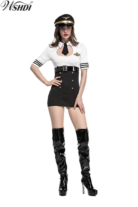 flight captain costume for women sexy adult women pilot costumes mile high club stewardess dress