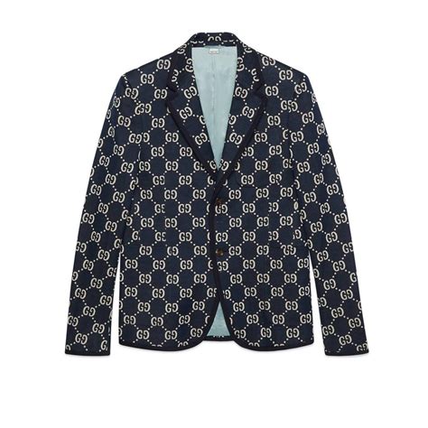 Gucci Synthetic Gg Jacquard Jacket In Blue For Men Lyst