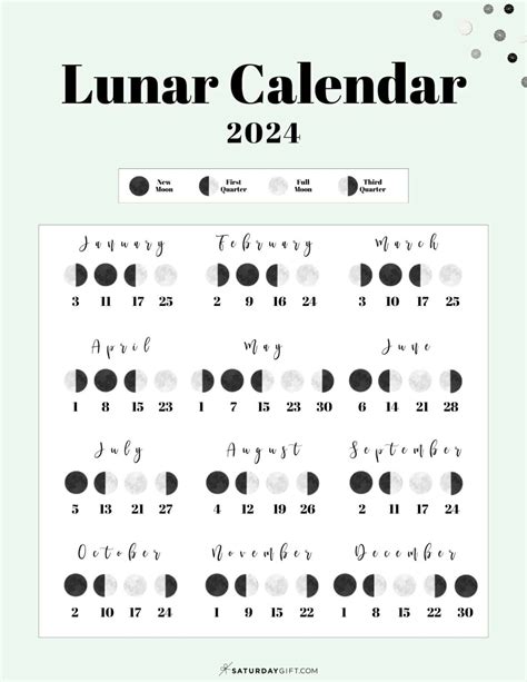 Moon Phase Calendar Cute And Free Printable 2024 Lunar Calendar