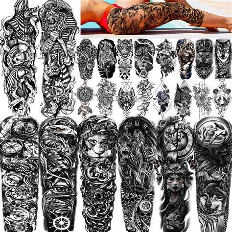 Buy Fanrui 24 Sheets Cool Super Large Full Arm Temporary Tattoo Sleeve For Men With 8 Sheets