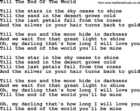 Willie Nelson Song Till The End Of The World Lyrics