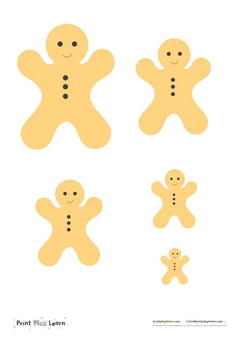 Gingerbread Men Different Sizes Printable Teaching Resources