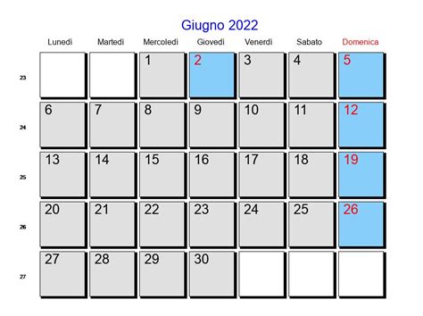 Calendario Giugno 2022 Con Festività E Fasi Lunari Corpus Domini