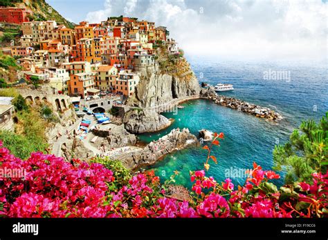 Beautiful Village Manarolla In Famous Cinque Terre In Liguria Italy