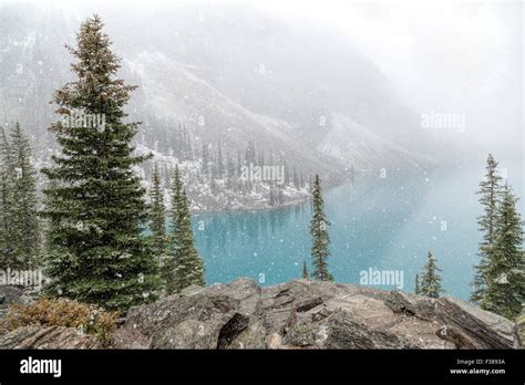 Early Snow In September At Moraine Lake Viewed From The Rockpile