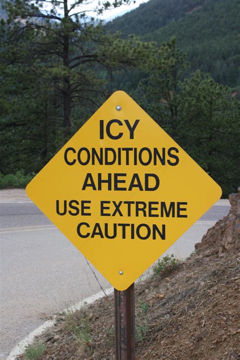 Icy Conditions Ahead Use Extreme Caution Road Sign Picture Free
