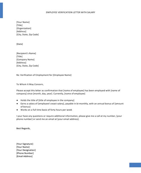 Employment verification letter for a bank loan. Lender letter of employment example