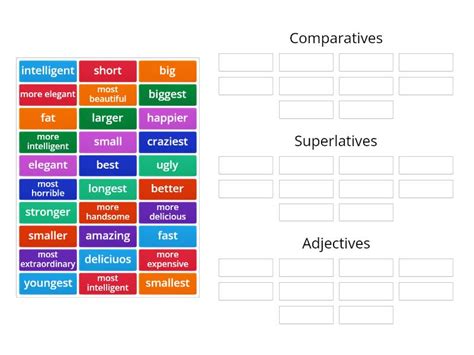 Adjectives Comparatives And Superlatives Group Sort