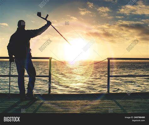 Man Crutches On Mole Image And Photo Free Trial Bigstock