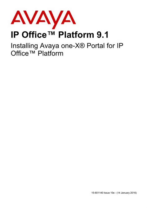 Pdf Installing Avaya One X Portal For Ip Office · Pdf