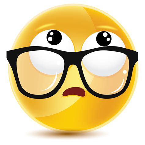 Cute Smiling Emoticon Wearing Eyeglasses Emoji Smiley Vector